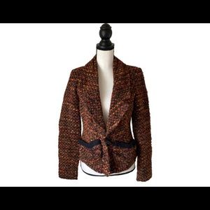 Nanette Lepore Orange & Red Autumn Tweed Blazer 6